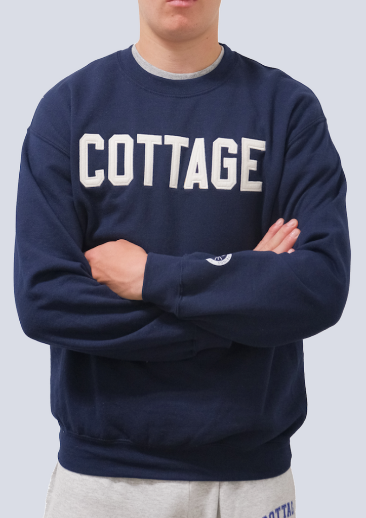 Cottage Varsity Stitched Crewneck - Navy